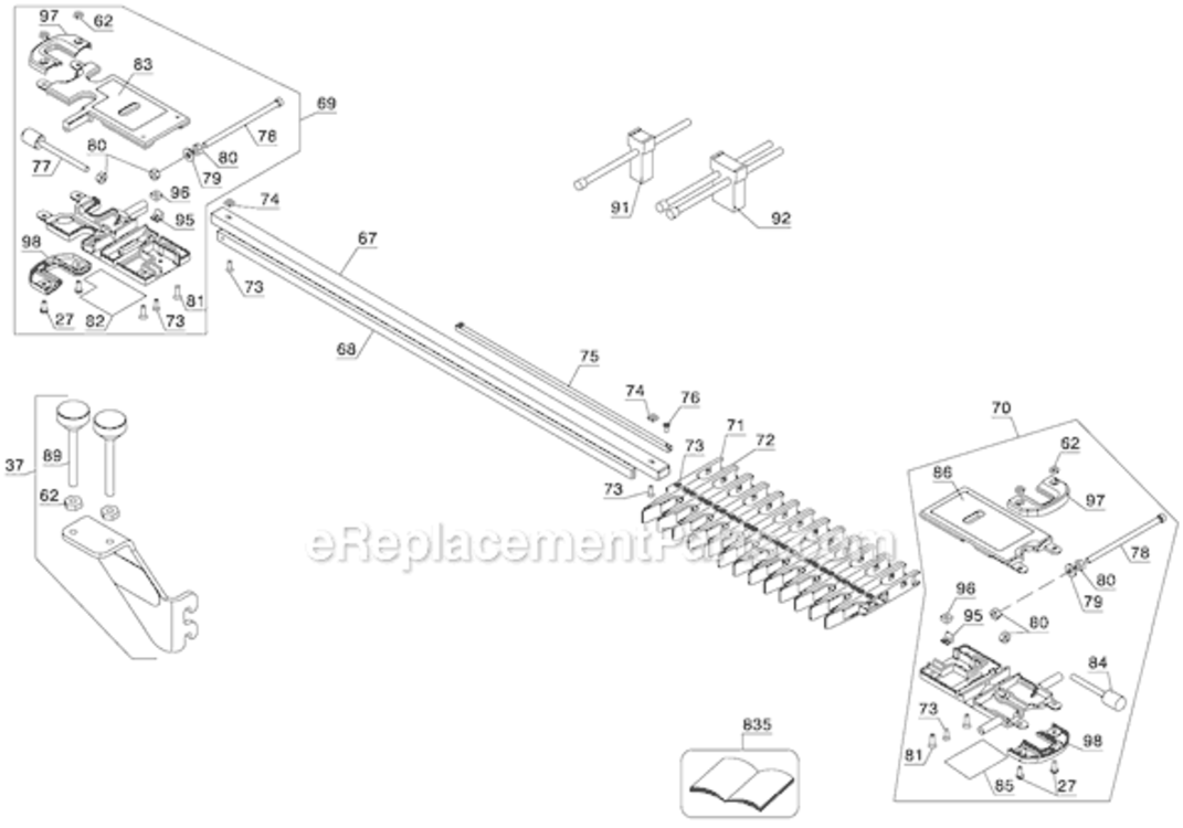 Page B Diagram and Parts List for 77240 Type 1 Porter Cable Planer Jointer